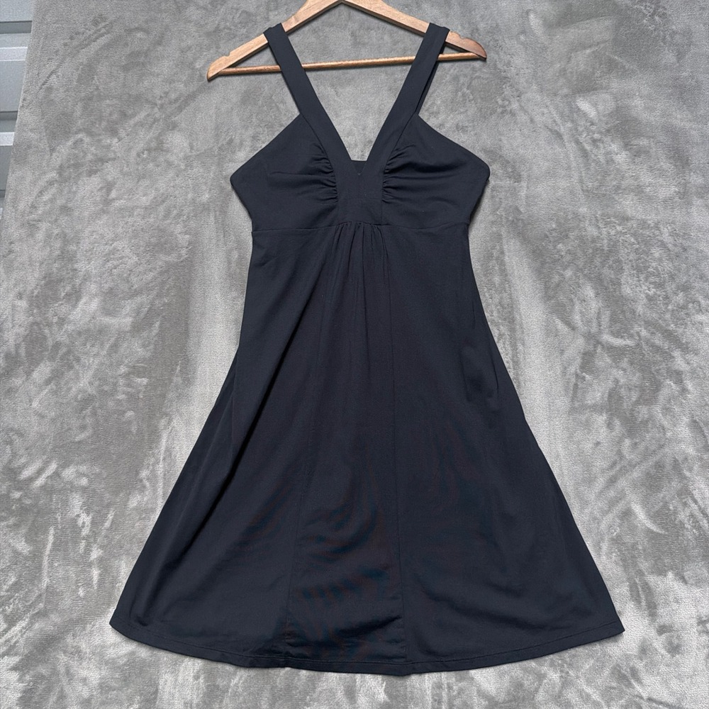 Patagonia Corinne Dress Women Medium Black V-Neck Sleeveless A-Line LBD Casual